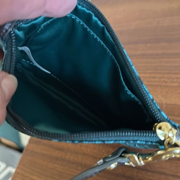 COACH emerald snake print silky fabric wristlet. Multi-function strap New w/ tag - Picture 5 of 5